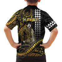 Hawaii Kuhio The Citizen Prince Family Matching Summer Maxi Dress and Hawaiian Shirt Gold Polynesian Tribal Tattoo LT05 - Polynesian Pride