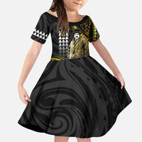 Hawaii Kuhio The Citizen Prince Family Matching Tank Maxi Dress and Hawaiian Shirt Gold Polynesian Tribal Tattoo LT05 Daughter's Dress Gold - Polynesian Pride