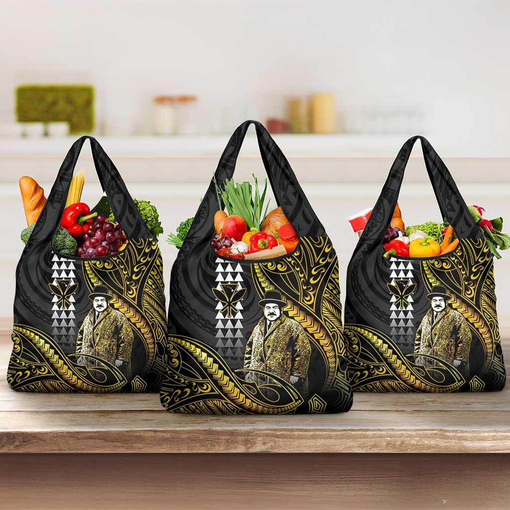 Hawaii Kuhio The Citizen Prince Grocery Bag Gold Polynesian Tribal Tattoo
