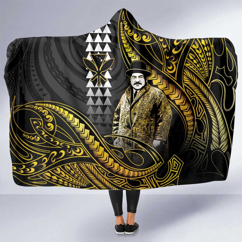 Hawaii Kuhio The Citizen Prince Hooded Blanket Gold Polynesian Tribal Tattoo