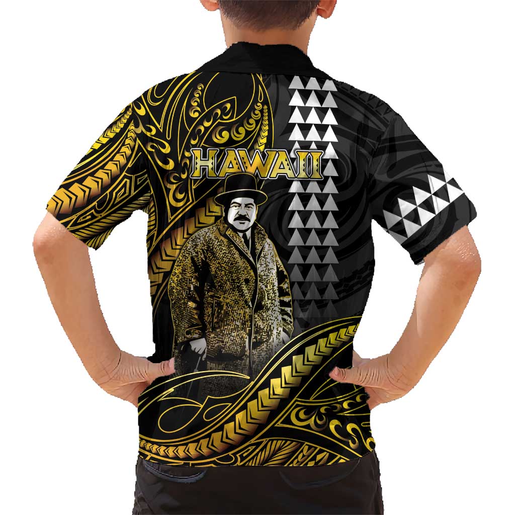Hawaii Kuhio The Citizen Prince Kid Hawaiian Shirt Gold Polynesian Tribal Tattoo