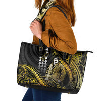 Hawaii Kuhio The Citizen Prince Leather Tote Bag Gold Polynesian Tribal Tattoo