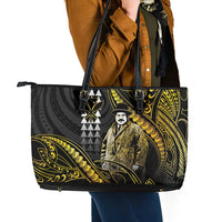 Hawaii Kuhio The Citizen Prince Leather Tote Bag Gold Polynesian Tribal Tattoo