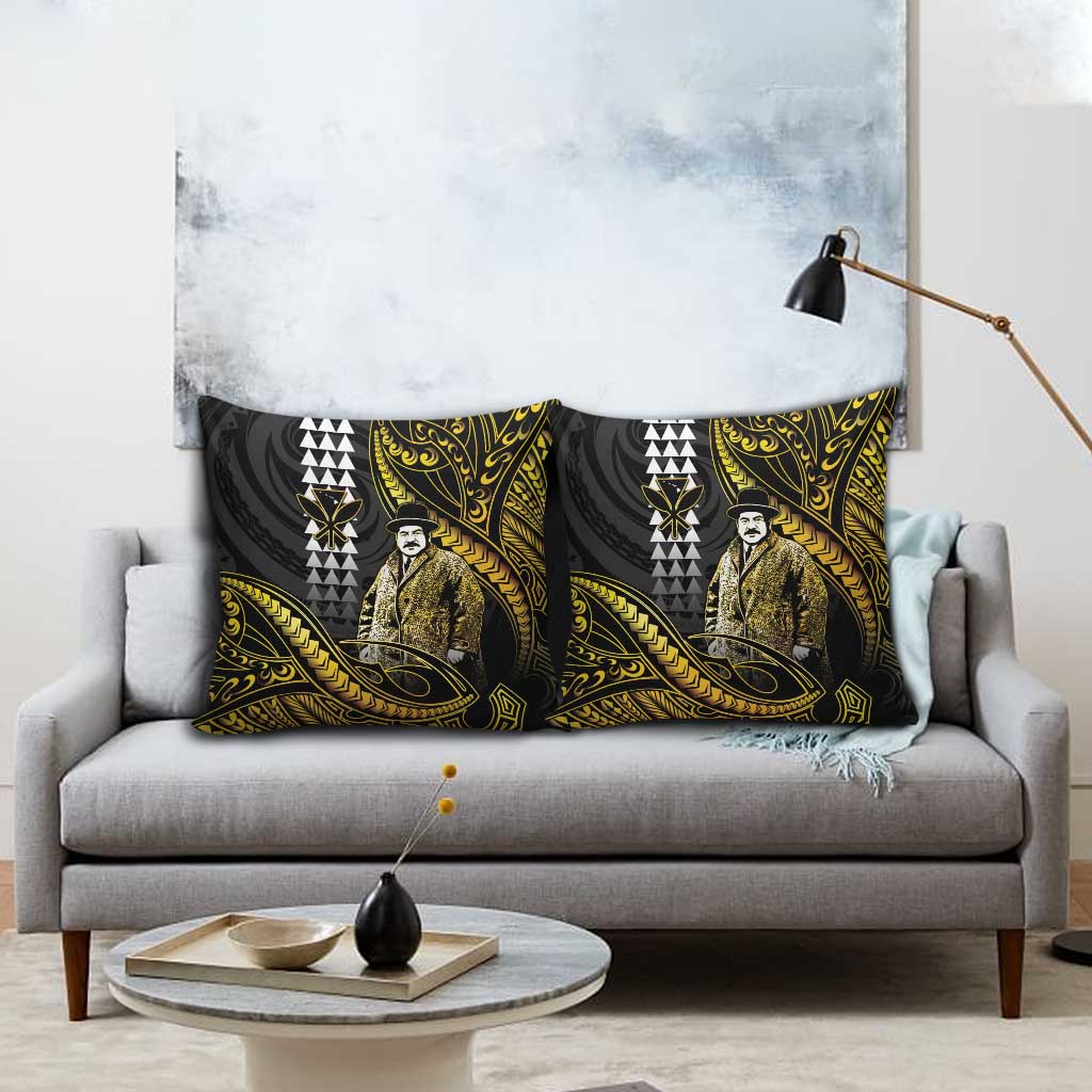 Hawaii Kuhio The Citizen Prince Pillow Cover Gold Polynesian Tribal Tattoo