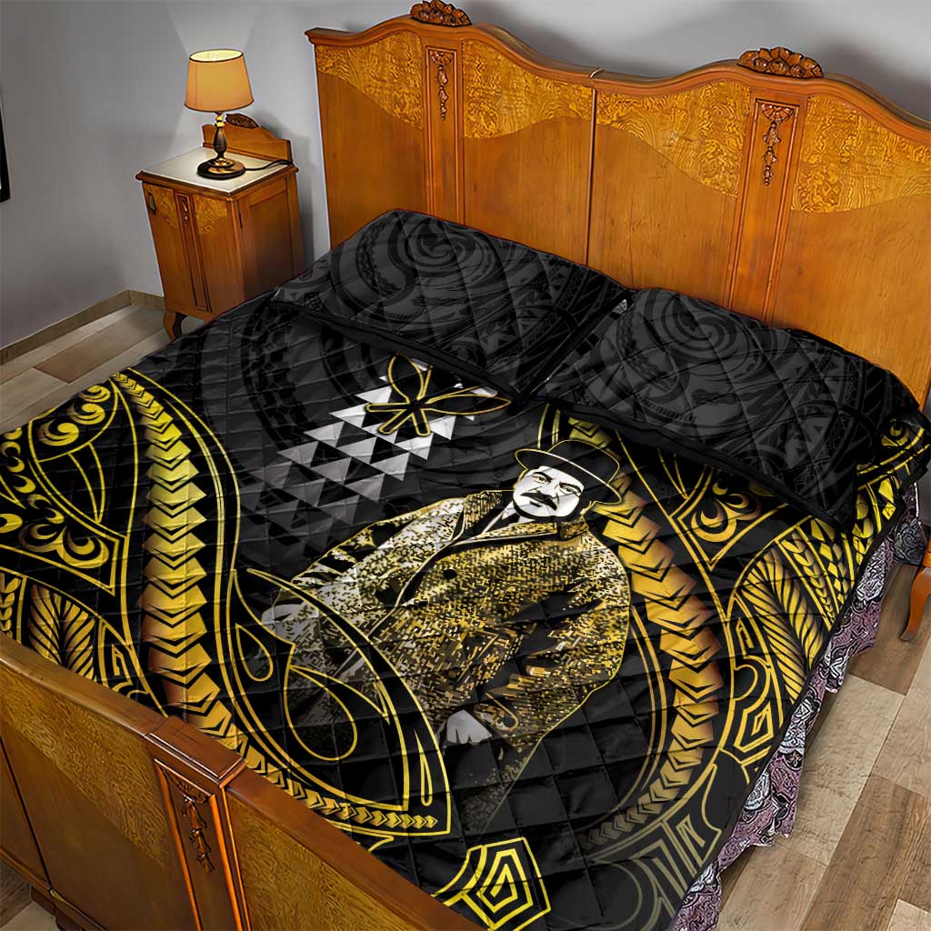 Hawaii Kuhio The Citizen Prince Quilt Bed Set Gold Polynesian Tribal Tattoo