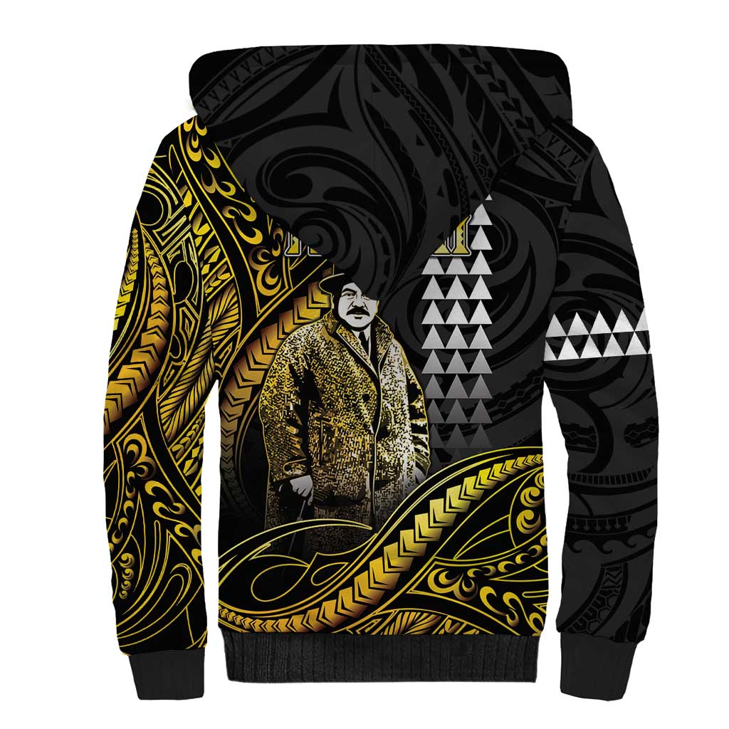 Hawaii Kuhio The Citizen Prince Sherpa Hoodie Gold Polynesian Tribal Tattoo