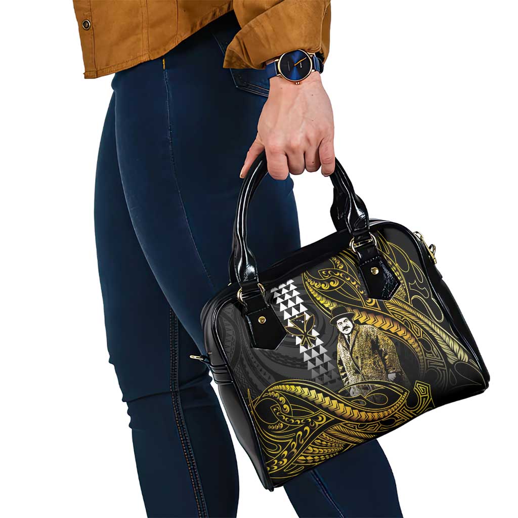 Hawaii Kuhio The Citizen Prince Shoulder Handbag Gold Polynesian Tribal Tattoo