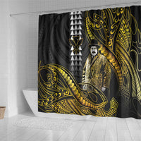 Hawaii Kuhio The Citizen Prince Shower Curtain Gold Polynesian Tribal Tattoo