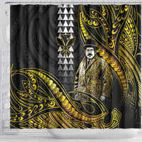Hawaii Kuhio The Citizen Prince Shower Curtain Gold Polynesian Tribal Tattoo