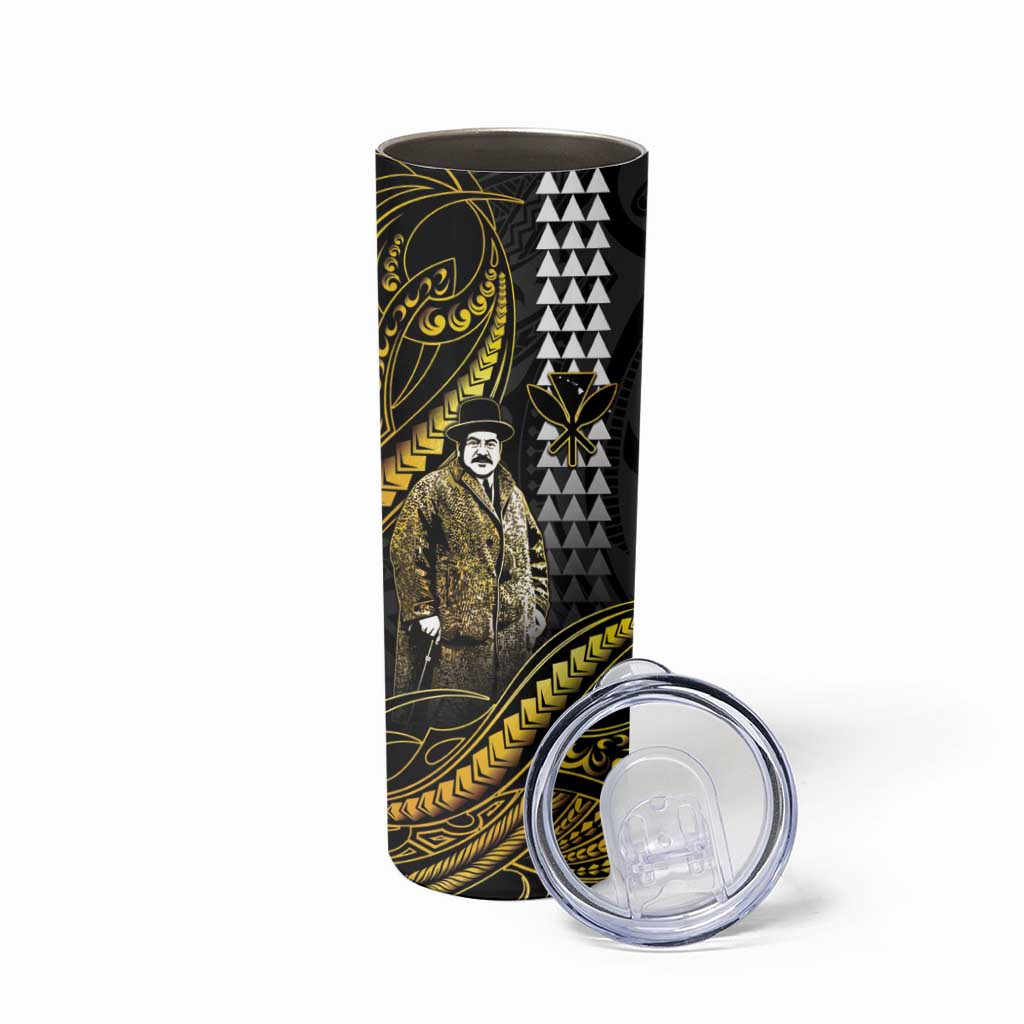 Hawaii Kuhio The Citizen Prince Skinny Tumbler Gold Polynesian Tribal Tattoo LT05 - Polynesian Pride