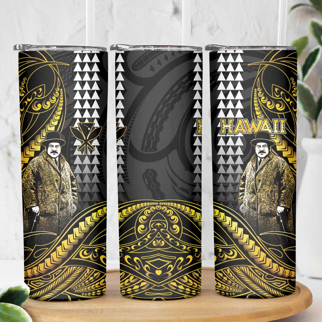 Hawaii Kuhio The Citizen Prince Skinny Tumbler Gold Polynesian Tribal Tattoo LT05 - Polynesian Pride