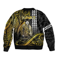 Hawaii Kuhio The Citizen Prince Sleeve Zip Bomber Jacket Gold Polynesian Tribal Tattoo
