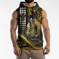 Hawaii Kuhio The Citizen Prince Sleeveless Hoodie Gold Polynesian Tribal Tattoo