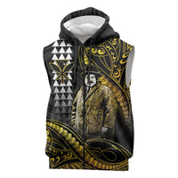 Hawaii Kuhio The Citizen Prince Sleeveless Zip Hoodie Gold Polynesian Tribal Tattoo