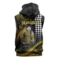 Hawaii Kuhio The Citizen Prince Sleeveless Zip Hoodie Gold Polynesian Tribal Tattoo