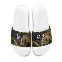 Hawaii Kuhio The Citizen Prince Slide Sandals Gold Polynesian Tribal Tattoo