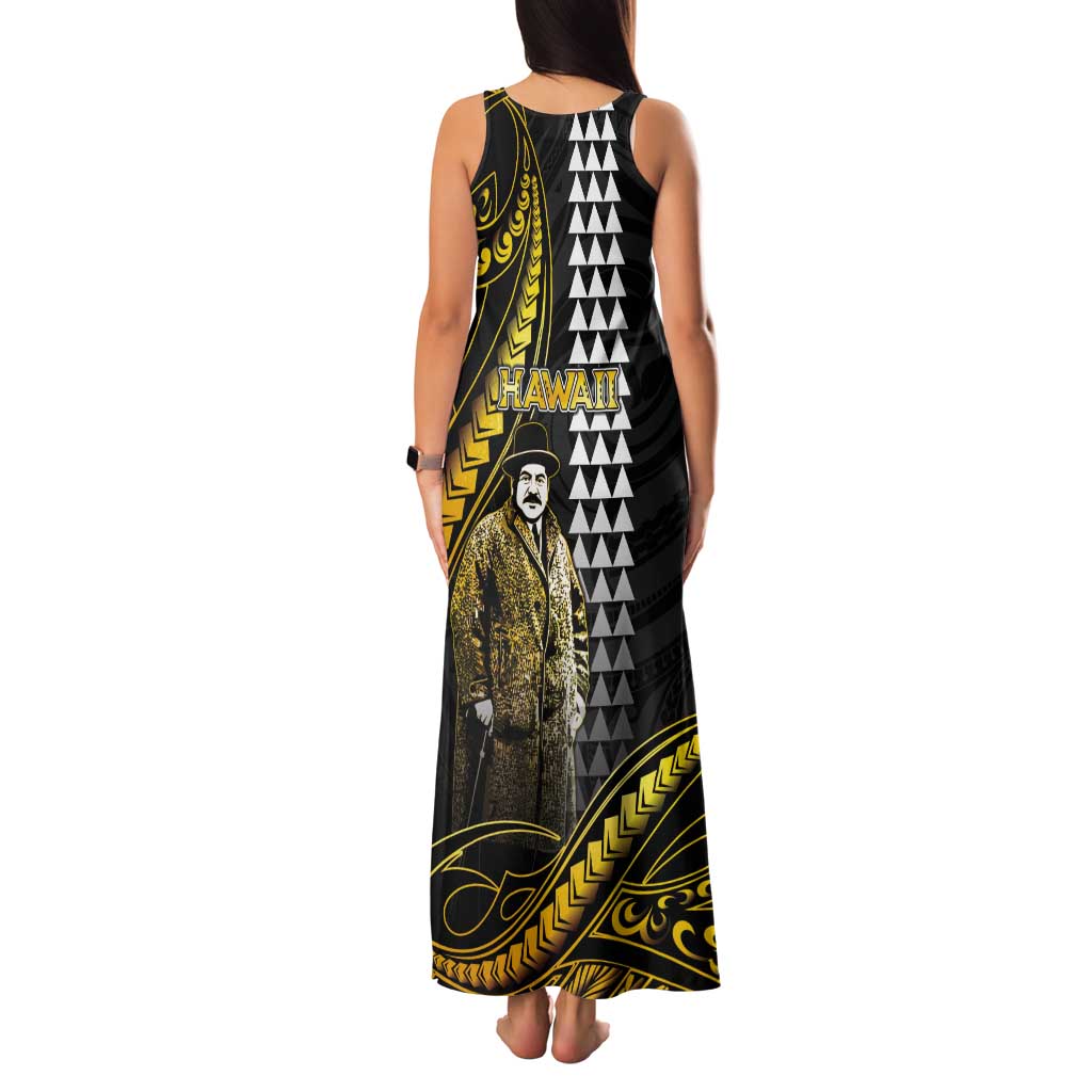 Hawaii Kuhio The Citizen Prince Tank Maxi Dress Gold Polynesian Tribal Tattoo