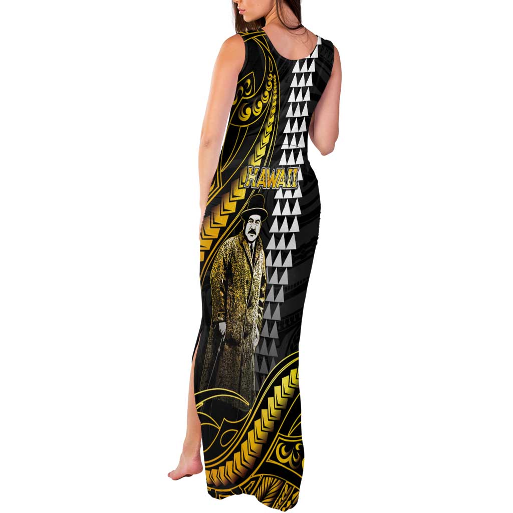 Hawaii Kuhio The Citizen Prince Tank Maxi Dress Gold Polynesian Tribal Tattoo