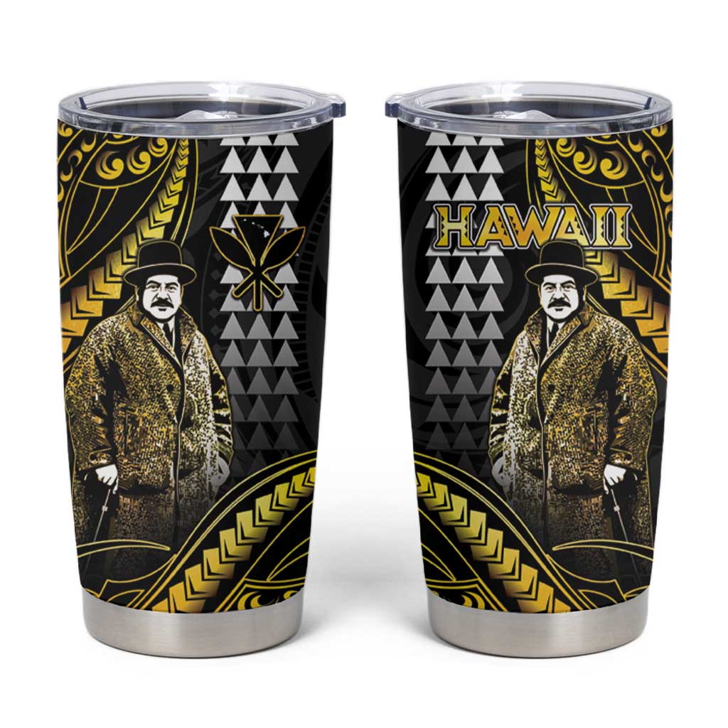 Hawaii Kuhio The Citizen Prince Tumbler Cup Gold Polynesian Tribal Tattoo