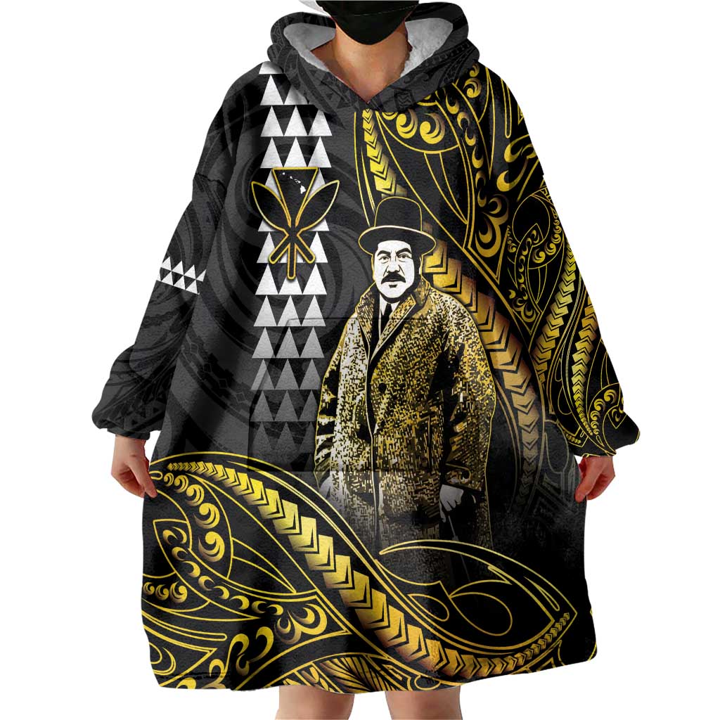 Hawaii Kuhio The Citizen Prince Wearable Blanket Hoodie Gold Polynesian Tribal Tattoo
