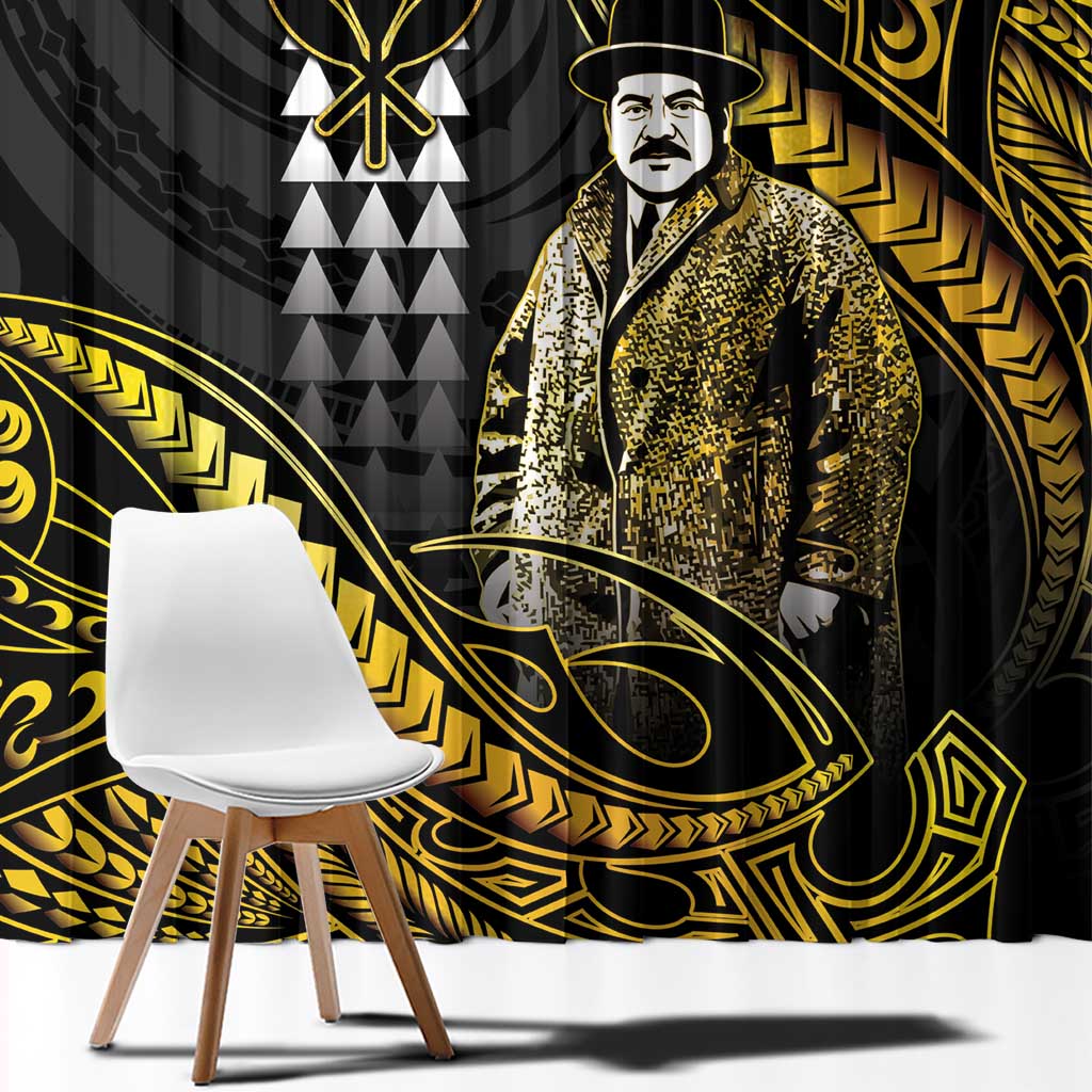 Hawaii Kuhio The Citizen Prince Window Curtain Gold Polynesian Tribal Tattoo