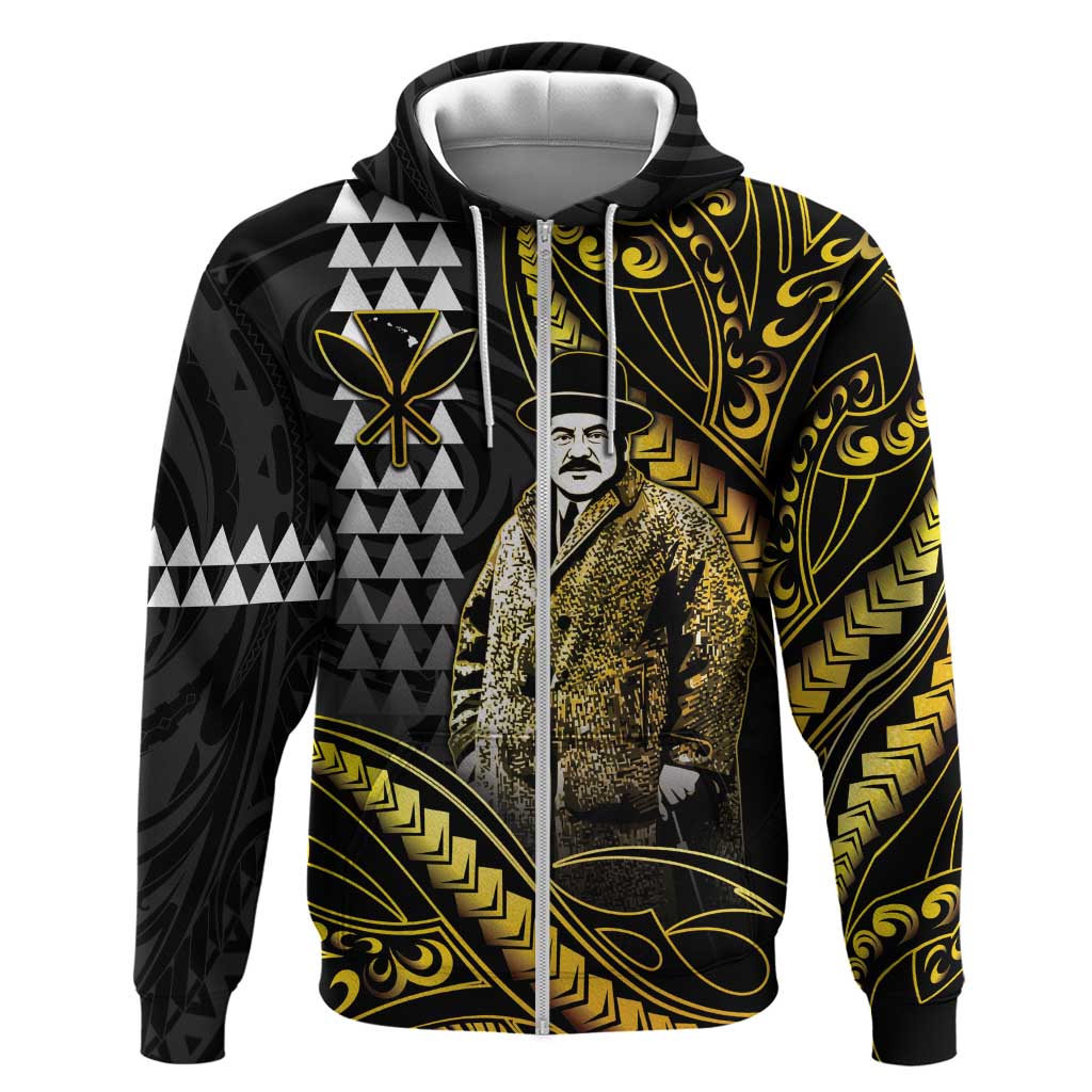 Hawaii Kuhio The Citizen Prince Zip Hoodie Gold Polynesian Tribal Tattoo