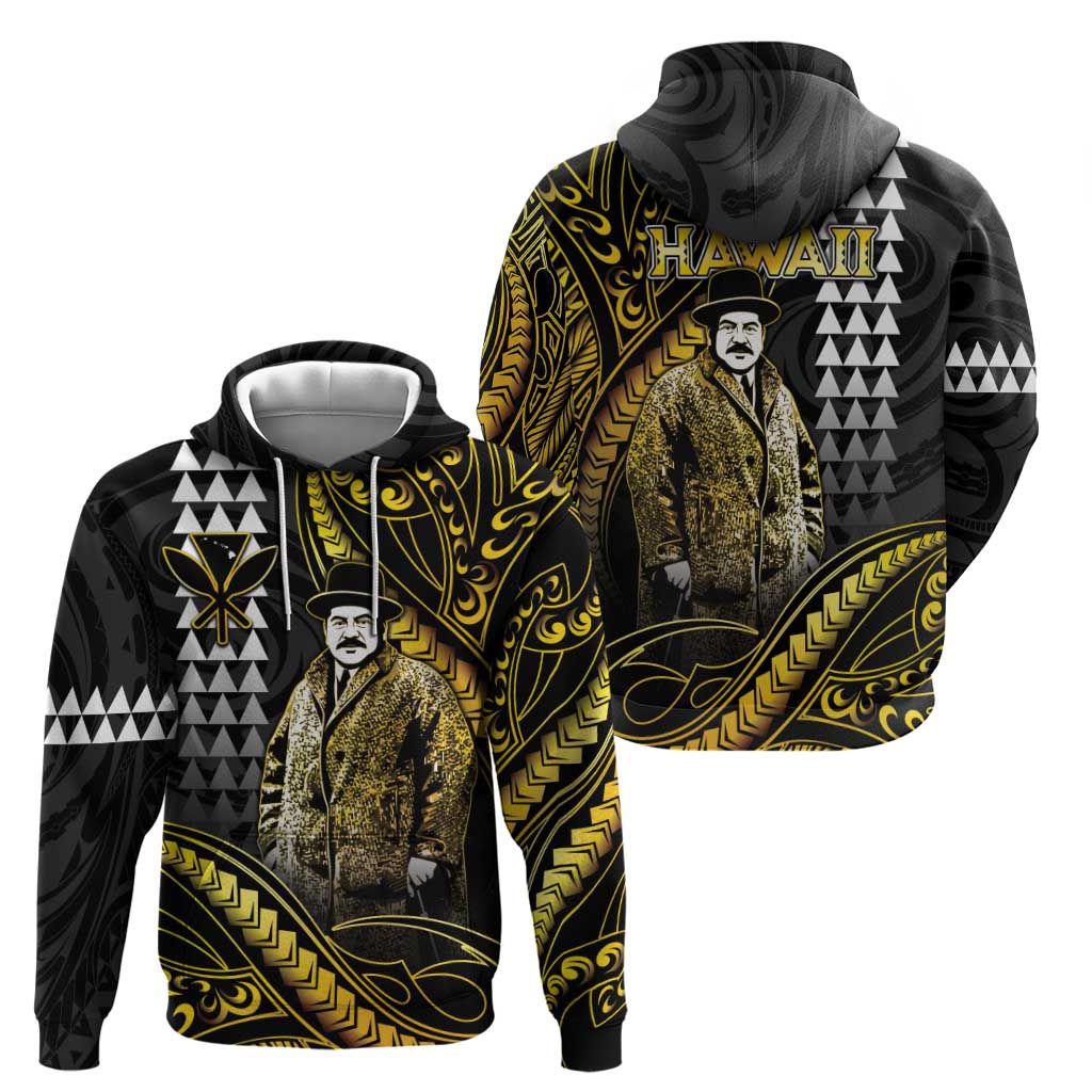Hawaii Kuhio The Citizen Prince Zip Hoodie Gold Polynesian Tribal Tattoo