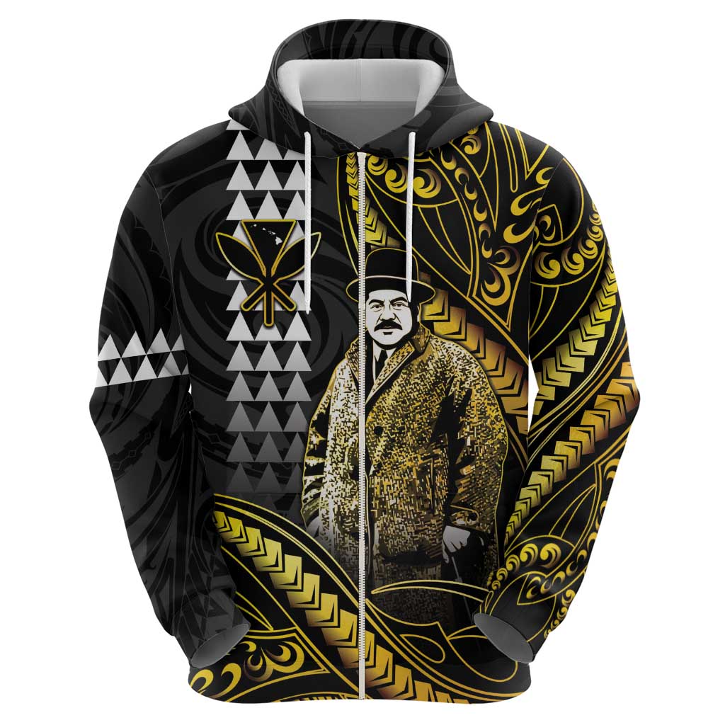 Hawaii Kuhio The Citizen Prince Zip Hoodie Gold Polynesian Tribal Tattoo