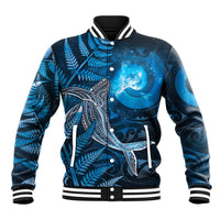 New Zealand Matariki Baseball Jacket Maori Koru With Humpback Whale Blue