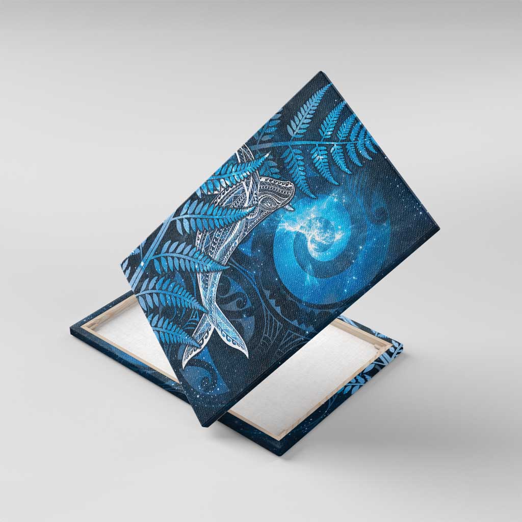 New Zealand Matariki Canvas Wall Art Maori Koru With Humpback Whale Blue