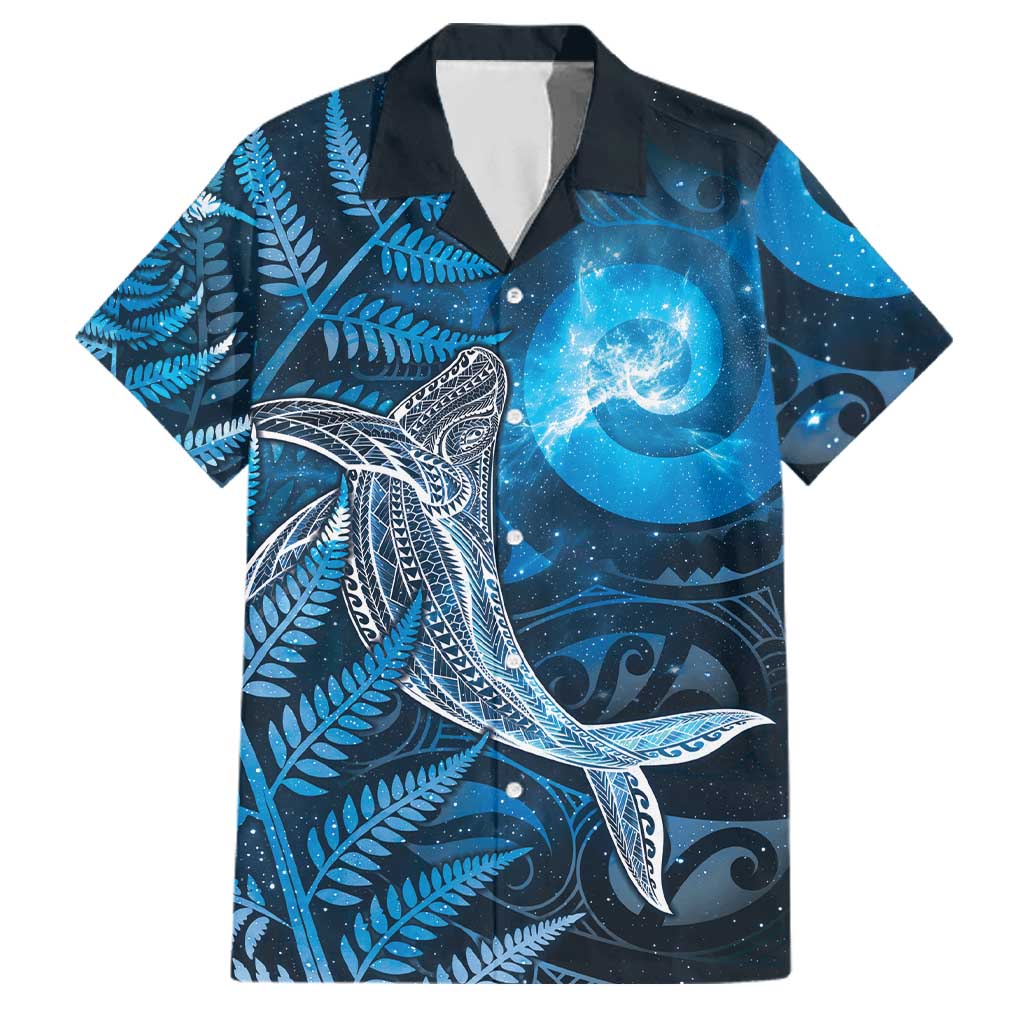New Zealand Matariki Family Matching Short Sleeve Bodycon Dress and Hawaiian Shirt Maori Koru With Humpback Whale Blue LT05 Dad's Shirt - Short Sleeve Blue - Polynesian Pride