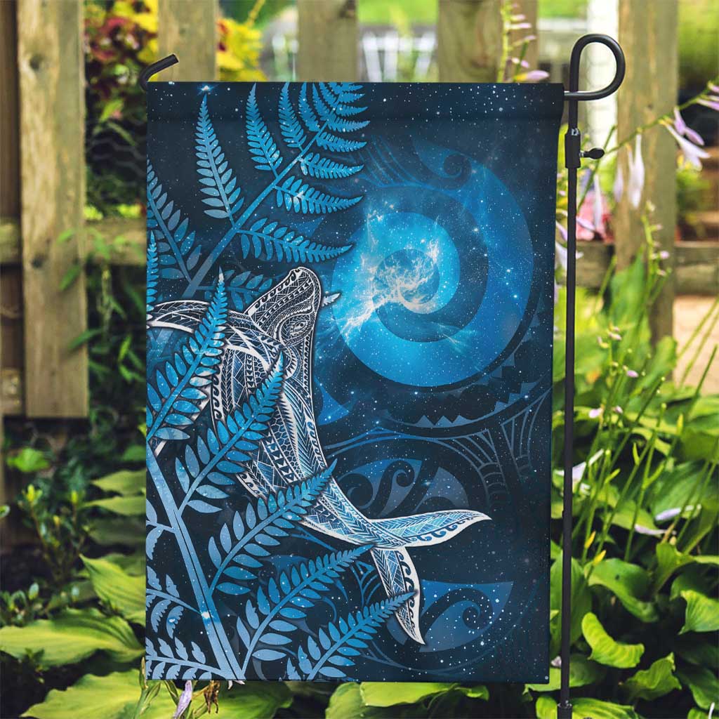 New Zealand Matariki Garden Flag Maori Koru With Humpback Whale Blue