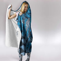 New Zealand Matariki Hooded Blanket Maori Koru With Humpback Whale Blue