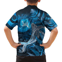 New Zealand Matariki Kid Hawaiian Shirt Maori Koru With Humpback Whale Blue