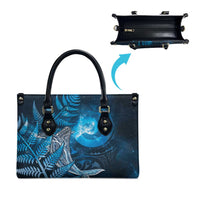 New Zealand Matariki Leather Bag Maori Koru With Humpback Whale Blue