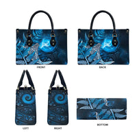 New Zealand Matariki Leather Bag Maori Koru With Humpback Whale Blue