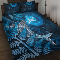 New Zealand Matariki Quilt Bed Set Maori Koru With Humpback Whale Blue