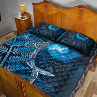 New Zealand Matariki Quilt Bed Set Maori Koru With Humpback Whale Blue