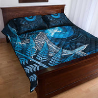 New Zealand Matariki Quilt Bed Set Maori Koru With Humpback Whale Blue