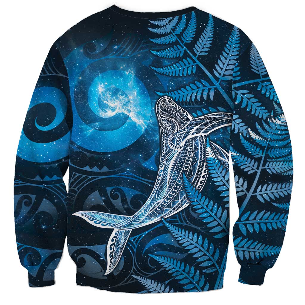 New Zealand Matariki Sweatshirt Maori Koru With Humpback Whale Blue