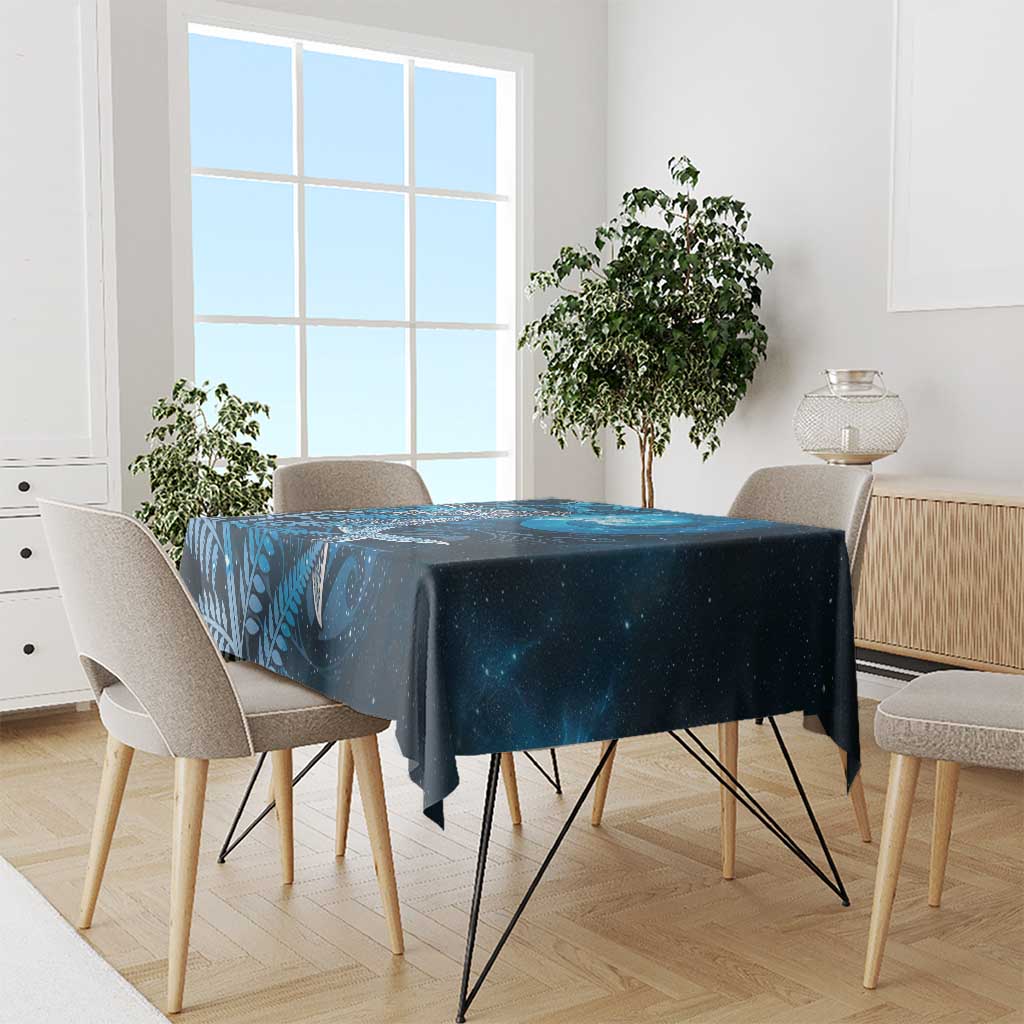 New Zealand Matariki Tablecloth Maori Koru With Humpback Whale Blue