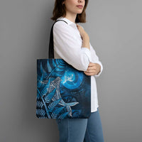 New Zealand Matariki Tote Bag Maori Koru With Humpback Whale Blue