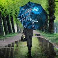 New Zealand Matariki Umbrella Maori Koru With Humpback Whale Blue