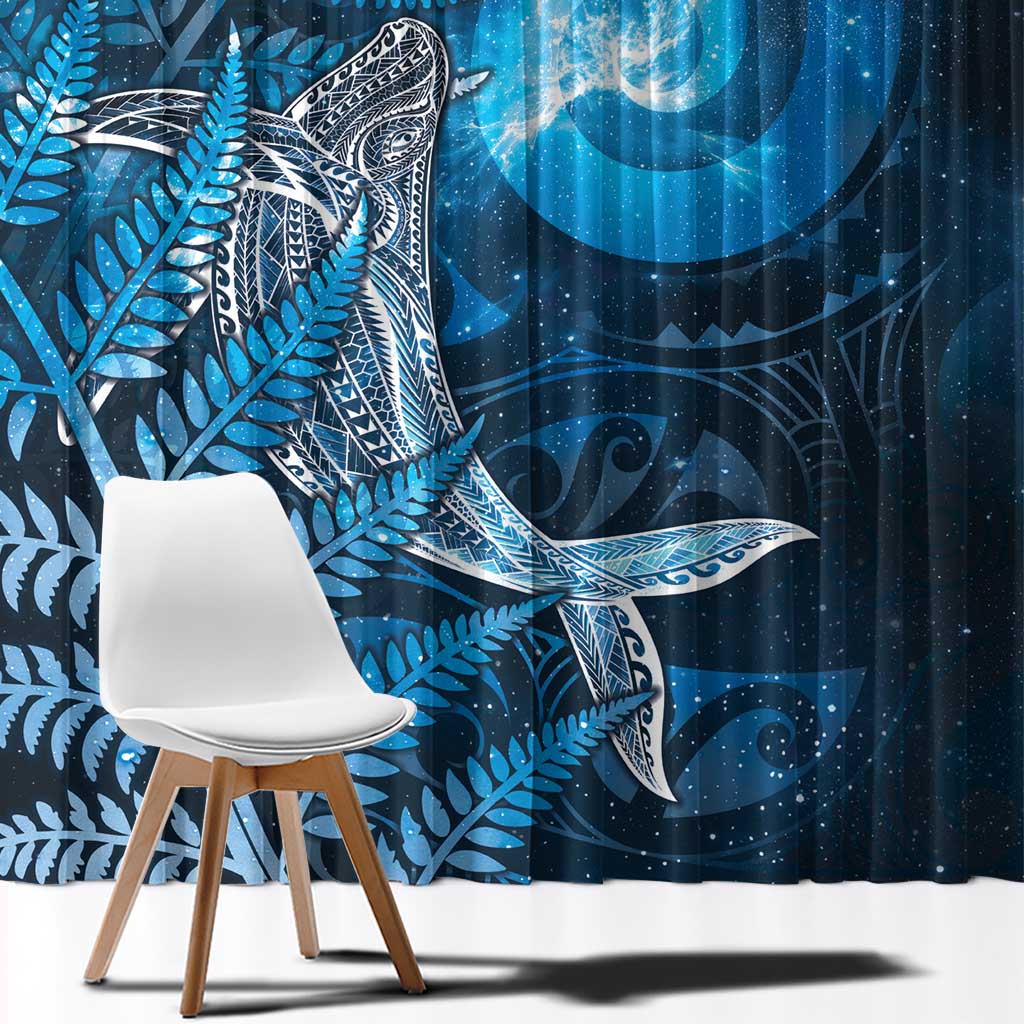 New Zealand Matariki Window Curtain Maori Koru With Humpback Whale Blue