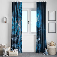 New Zealand Matariki Window Curtain Maori Koru With Humpback Whale Blue