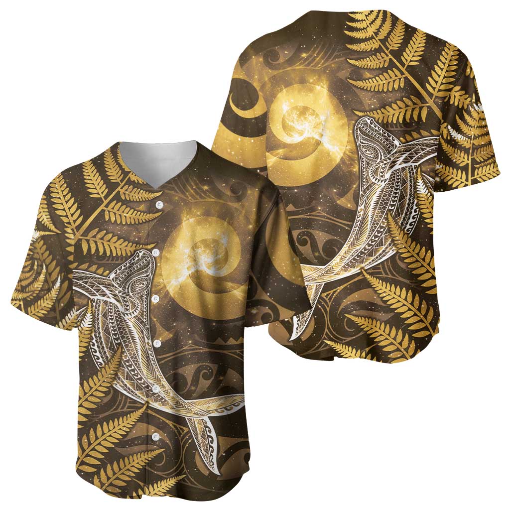 New Zealand Matariki Baseball Jersey Maori Koru With Humpback Whale Gold