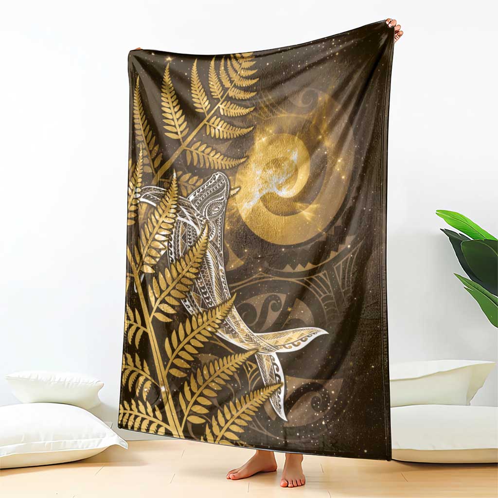 New Zealand Matariki Blanket Maori Koru With Humpback Whale Gold