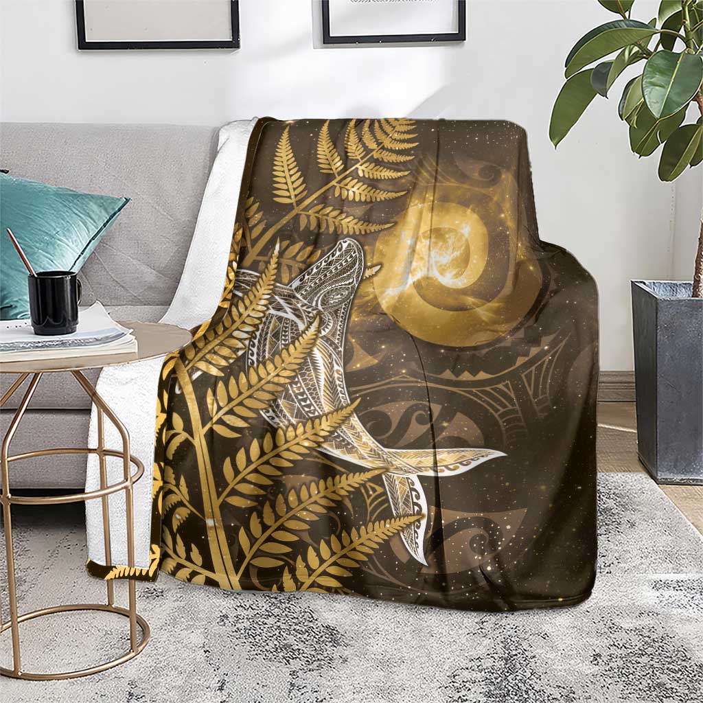 New Zealand Matariki Blanket Maori Koru With Humpback Whale Gold