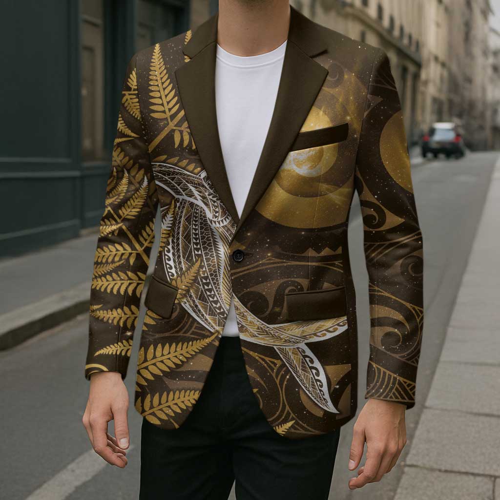 New Zealand Matariki Blazer Maori Koru With Humpback Whale Gold