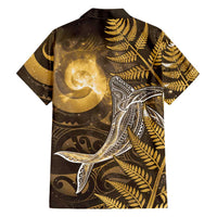 New Zealand Matariki Family Matching Tank Maxi Dress and Hawaiian Shirt Maori Koru With Humpback Whale Gold LT05 - Polynesian Pride